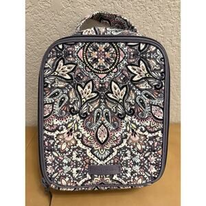 Vera Bradley Signature Cotton Insulated Lunch Bag Pink & Gray Small Paisley